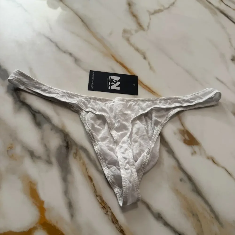 NEW N2N Bodywear Mens Mykonos Micro Thong See Through Color White Size Large